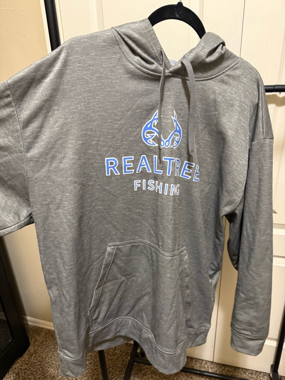 Realtree Gray Pullover Hoodie with Blue Logo